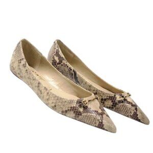 SAM EDELMAN Nori Pointed Toe Flats Women’s Size 8.5 Beige Snake Print NWOB